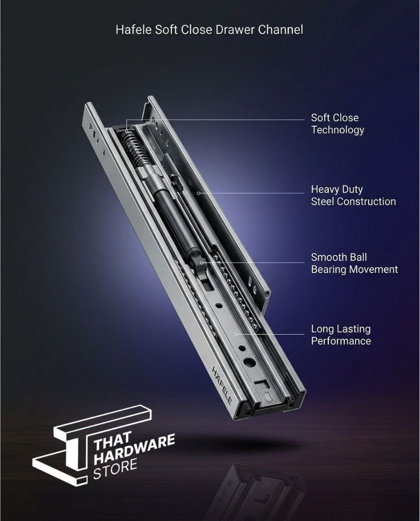 Hafele soft close drawer channel telescopic slide for modular kitchen drawer