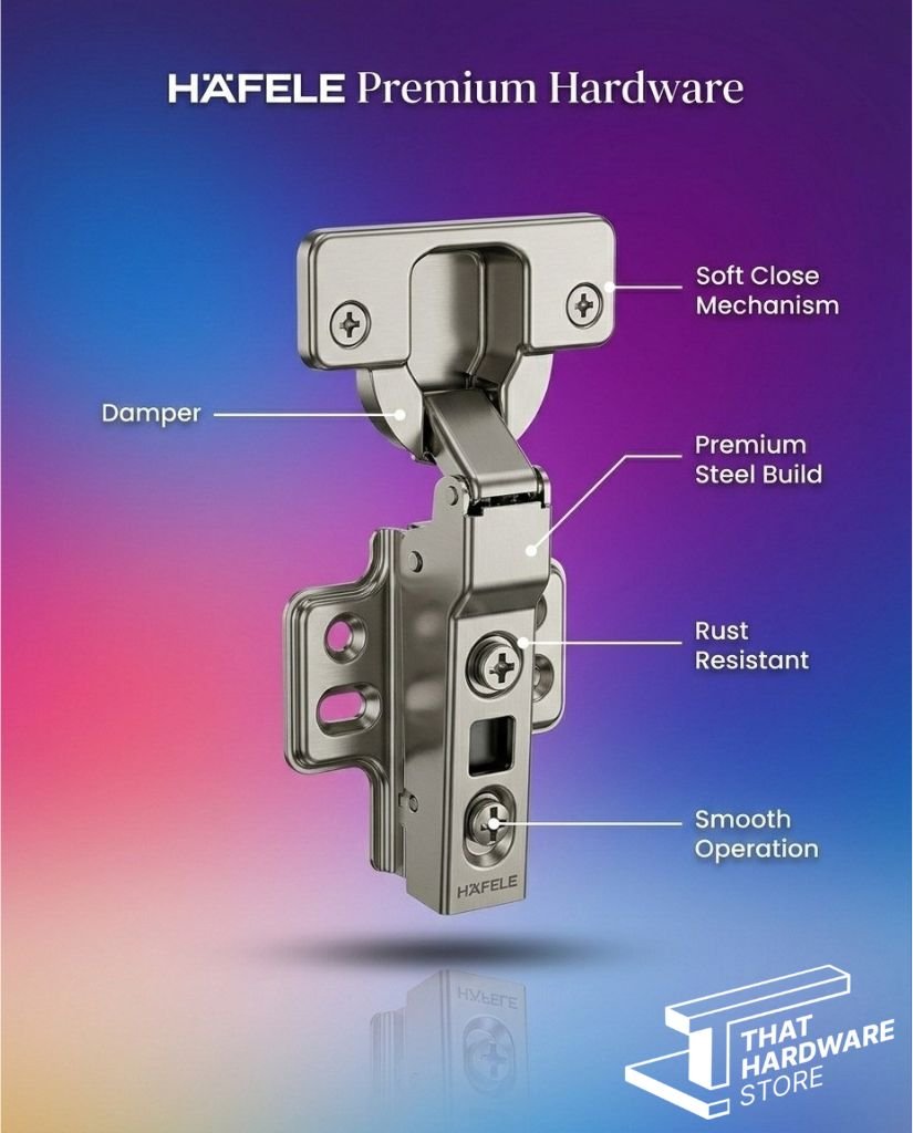 Hafele soft close cabinet hinges for modular kitchen with hydraulic mechanism