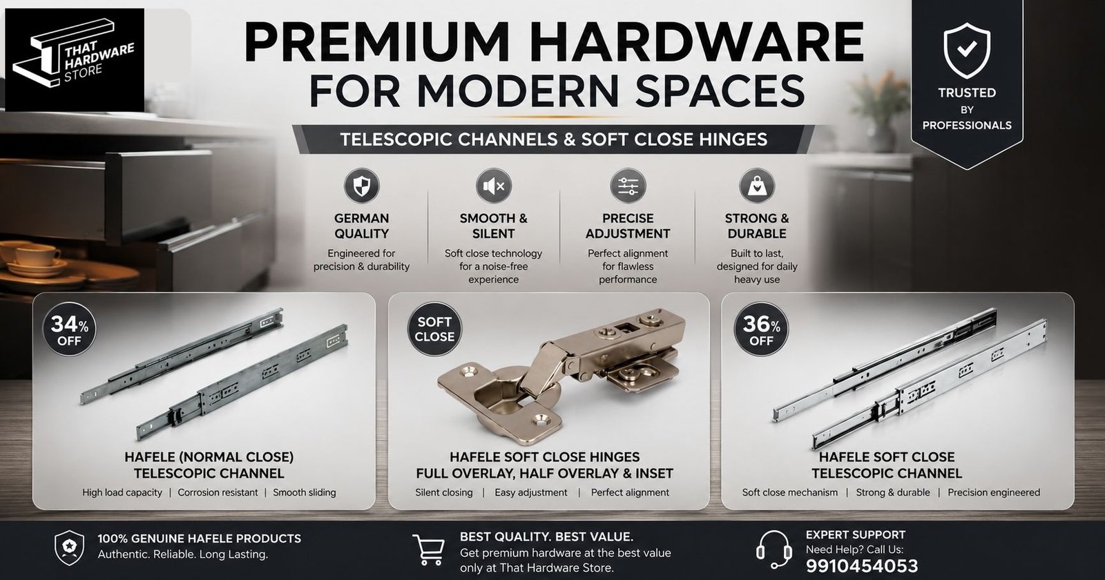 Hafele Premium Hardware – Door Magnet and SS 304 Ball Bearing Butt Hinges