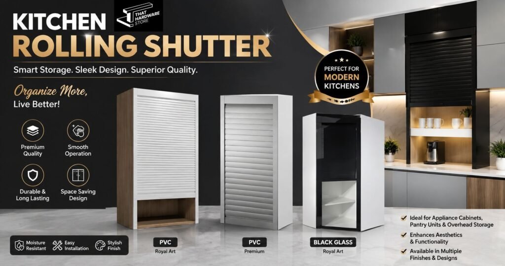 Kitchen rolling shutter black glass Royal Art for modern modular kitchen