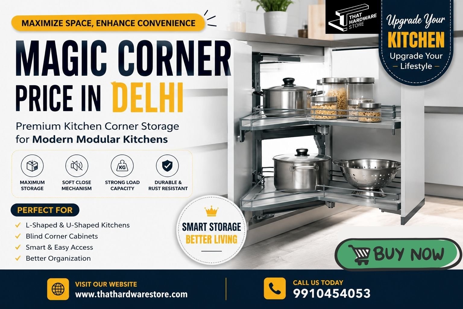Magic Corner smart kitchen storage unit for modular kitchen