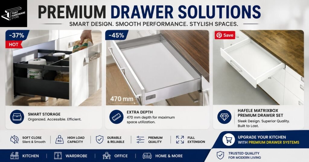 Drawer channel price in India – premium soft close kitchen drawer system with smooth full extension