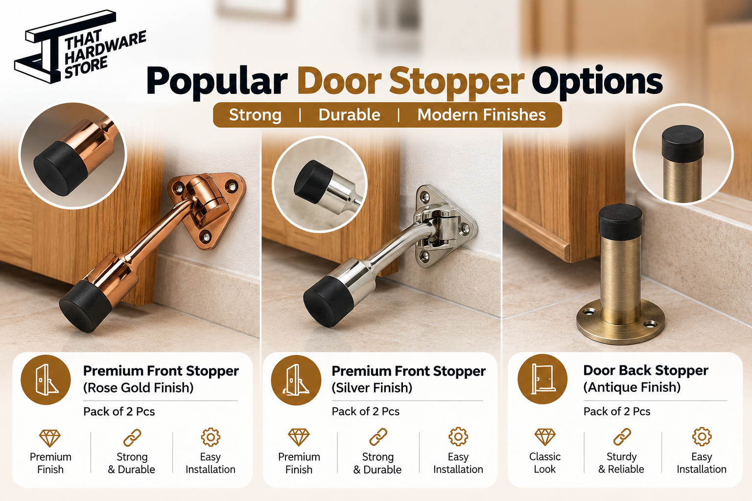 Premium door stopper for protecting walls from door handle damage