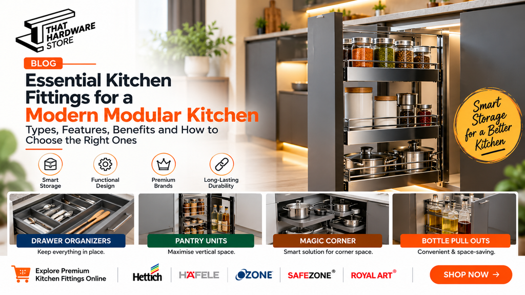 Kitchen storage fittings for modern modular kitchen