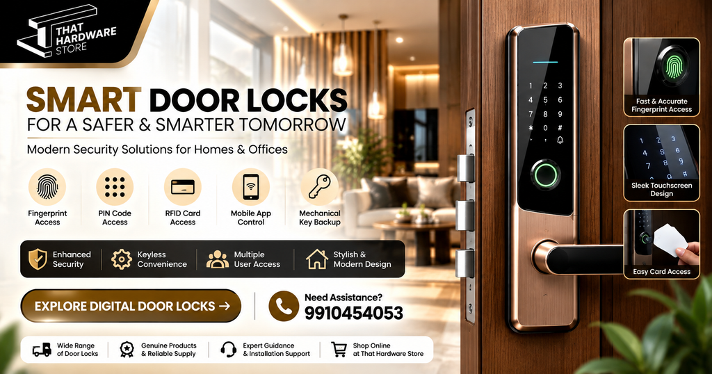 Digital door lock buying guide featuring Kyra Pro Champagne Gold and Black smart locks by That Hardware Store