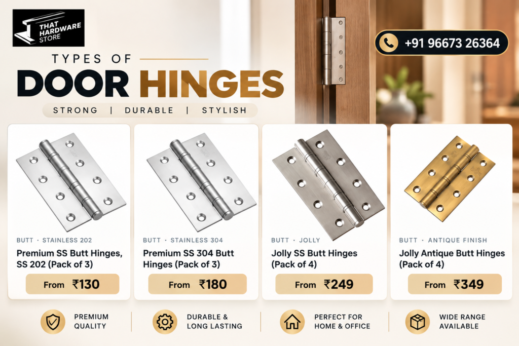 Door hinges in India for main doors, interior doors and heavy doors