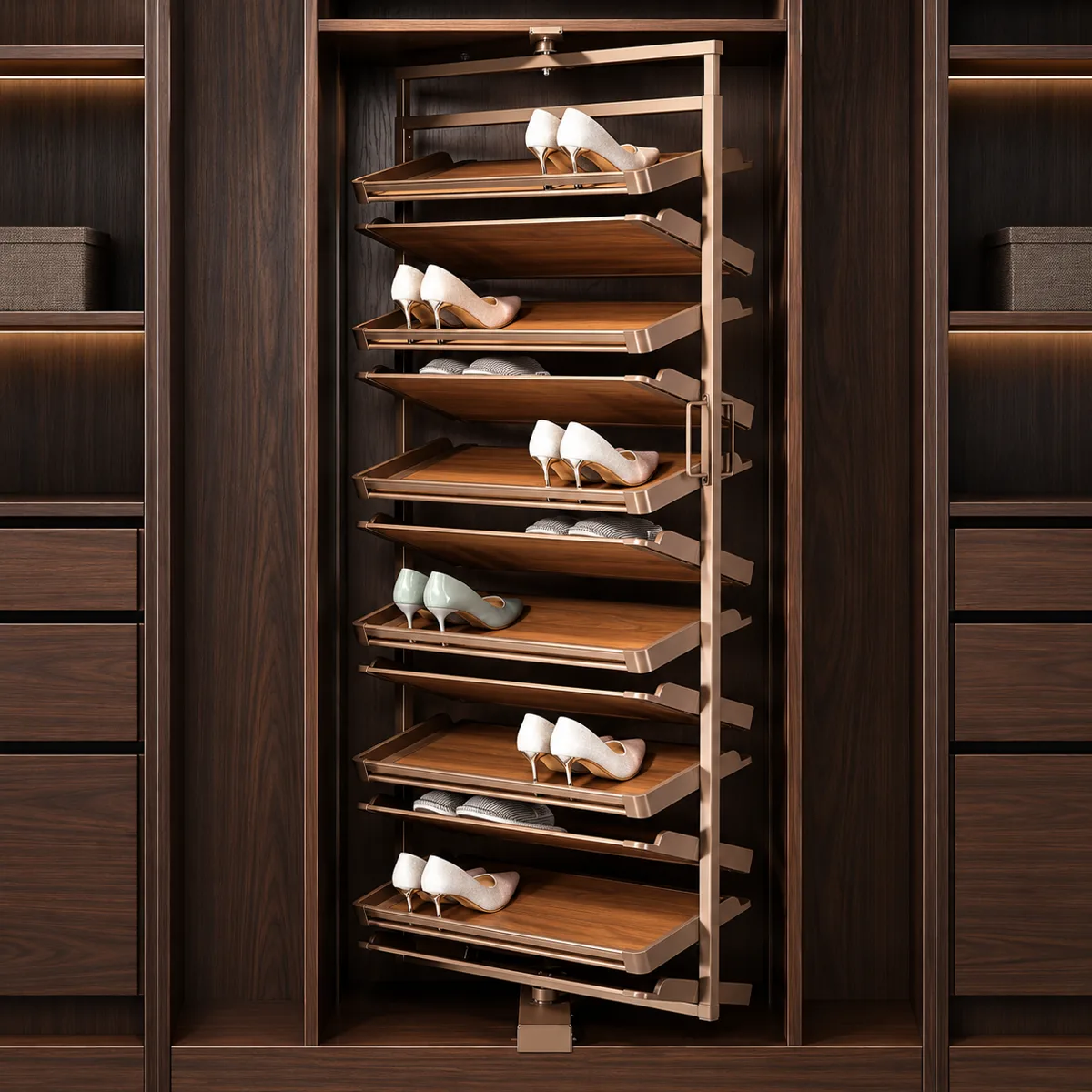 Root Germany Revolving Shoe Rack for Wardrobe Mocha 1 Root Germany Revolving Shoe Rack for Wardrobe – Mocha, view 1