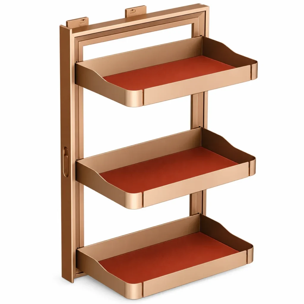 Three-layer side-mounted wardrobe basket in mocha