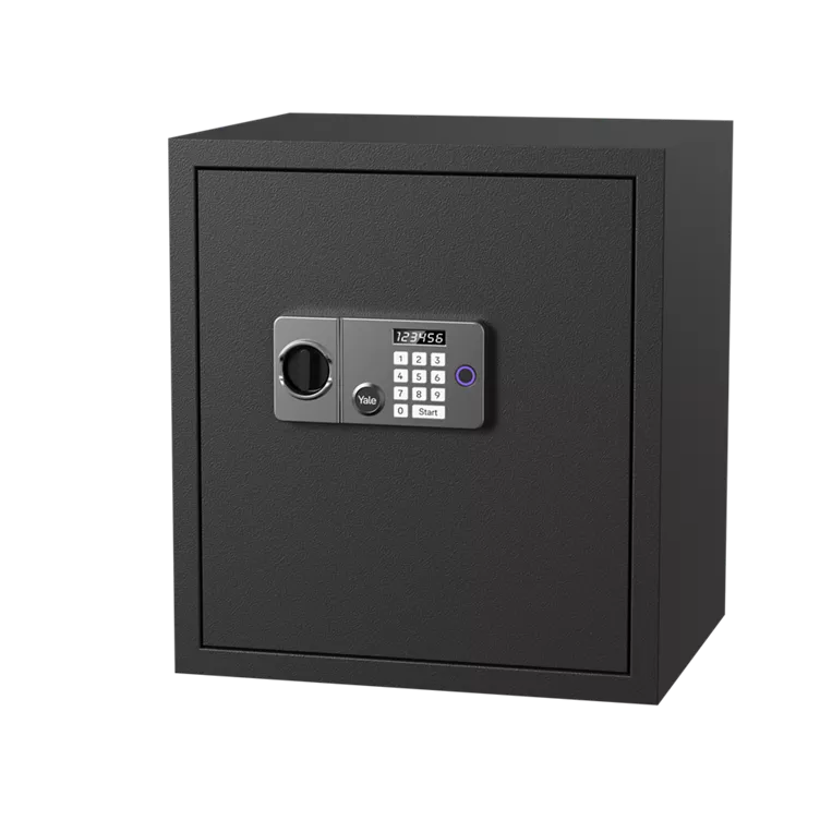 Yale Velar 480 fireproof safe for home, front view in black