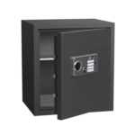 Yale Velar 480 fireproof safe with door open and removable shelf